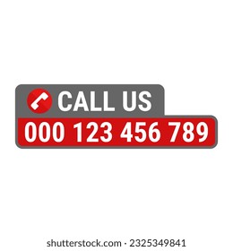 Call Us In Grey Red Color With Rectangle Shape For Information
