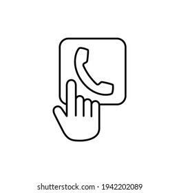 Call us icon in flat black line style, isolated on white background 