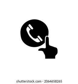 Call us icon in solid black flat shape glyph icon, isolated on white background 