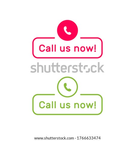 Call Us Now banner icon sign vector design. Contact Us button.
