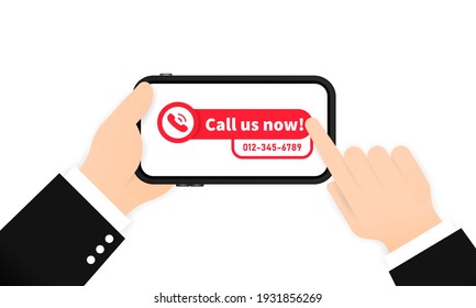 Call us now banner. Template for phone number in website header. Vector on isolated white background. EPS 10