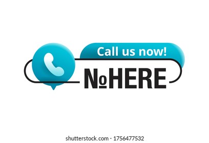 Call Us Now! Block For Phone Number In Website Header  - Conspicuous Sticker With Phone Headset Pin Form Pictogram