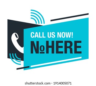 Call Us Now Blue Button Or Address Block Frame - Template For Phone Number In Website Header - Conspicuous Sticker With Phone Headset Pictogram