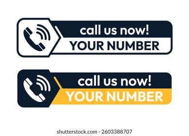 Call us now button, banner, icon, symbol, logo. Contact icons set.