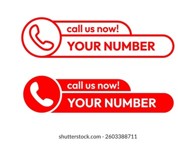 Call us now button, banner, icon, symbol, logo. Contact icons set.