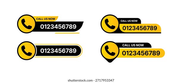 Call us now button design template black and yellow.