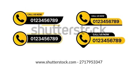 Call us now button design template black and yellow.
