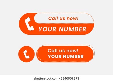 Call us now button logo sign and symbol with orange color. Vector illustration