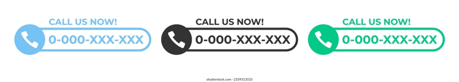 Call us now button. Call phone icon set. Vector illustration.