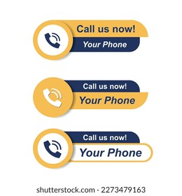 Call us now button for poster banner web. logo sign button. contact information.