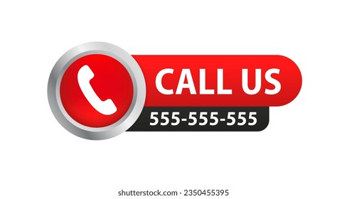 Call us now button. Call sign. Phone number. Vector on isolated white background. Contact Details. Vector illustration