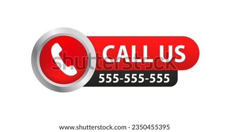 Call us now button. Call sign. Phone number. Vector on isolated white background. Contact Details. Vector illustration