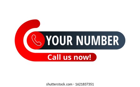 Call us now button - template for contact phone number in website header  - conspicuous element with phone headset pictogram