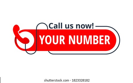 Call us now button - template for phone number - catchy element with phone headset pictogram