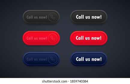 Call us now button button. Template for phone number. For websites. Vector on isolated background. EPS 10