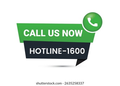 Call US Now button. Template for communication with support. Phone number in website header. with phone number. Vector illustration
