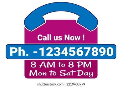 Call us now. Display your contact number. Customer service. Vector stock illustration EPS 10 file.