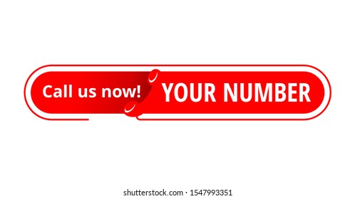 Call us now red button  - template for phone number in website header  - conspicuous sticker with phone headset pictogram