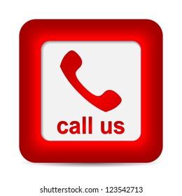 Call Us. Phone icon on red button. Vector