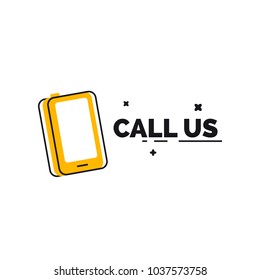 call us phone icon with text, flat style vector illustration eps 10