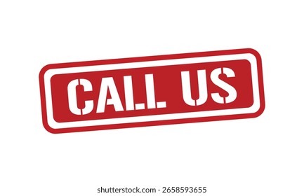 VECTOR de texto del sello rojo de CALL US, sello de goma