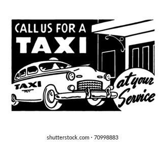 Call Us For A Taxi - Retro Ad Art Banner