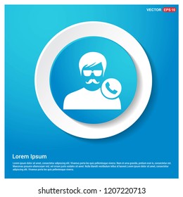 Call user icon Abstract Blue Web Sticker Button - Free vector icon