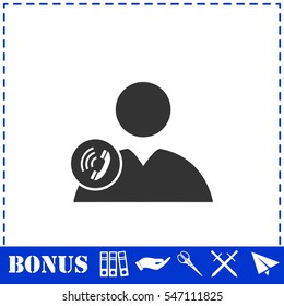 Call to User icon flat. Simple vector symbol and bonus icon
