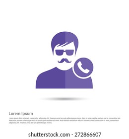 Call to User Icon, pictogram icon on gray background. Simple flat metro design style. half shade cut icon. Flat design style. Vector illustration