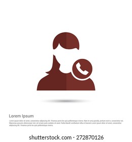 Call to User Icon, pictogram icon on gray background. Simple flat metro design style. half shade cut icon. Flat design style. Vector illustration