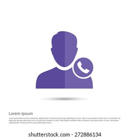 Call to User Icon, pictogram icon on gray background. Simple flat metro design style. half shade cut icon. Flat design style. Vector illustration