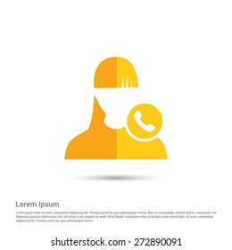 Call to User Icon, pictogram icon on gray background. Simple flat metro design style. half shade cut icon. Flat design style. Vector illustration