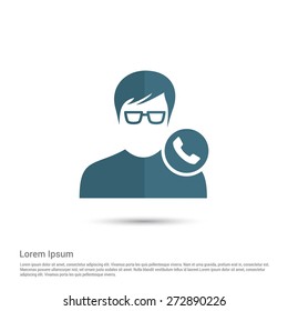 Call to User Icon, pictogram icon on gray background. Simple flat metro design style. half shade cut icon. Flat design style. Vector illustration
