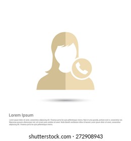 Call to User Icon, pictogram icon on gray background. Simple flat metro design style. half shade cut icon. Flat design style. Vector illustration