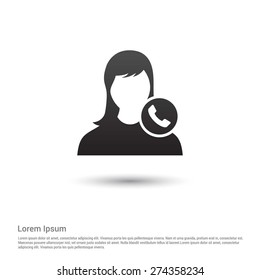 Call to User Icon, pictogram icon on gray background.