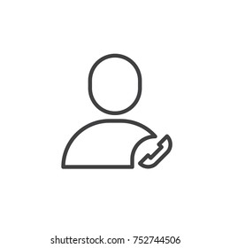 Call user line icon, outline vector sign, linear style pictogram isolated on white. Symbol, logo illustration. Editable stroke