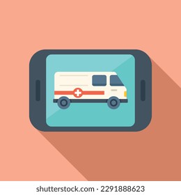 Call video ambulance icon flat vector. Medical online. Medicine clinic