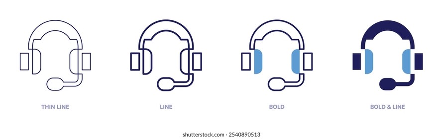 Call volume forecasting icon in 4 different styles. Thin Line, Line, Bold, and Bold Line. Duotone style. Editable stroke.