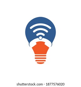Call wifi bulb shape concept logo design vector template. Phone and wifi logo design icon