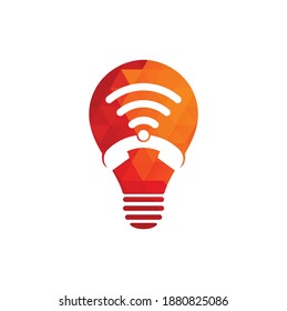Call wifi bulb shape concept logo design vector template. Phone and wifi logo design icon