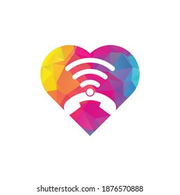 Llamar a la plantilla de vector de diseño de logotipo de concepto de forma cardíaca wifi. Icono de diseño de logotipo para teléfono y WiFi