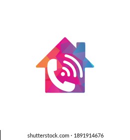 Call wifi home shape concept logo design vector template. Phone and wifi logo design icon	