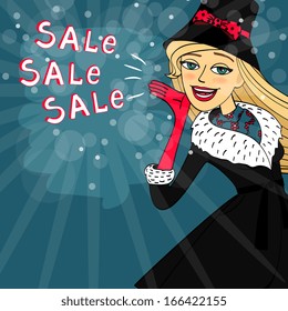 Call for winter sales, template card vector illustration
