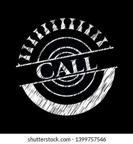 Call written with chalkboard texture. Vector Illustration. Detailed.