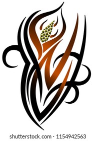 Calla colored flower tribal tattoo on white background