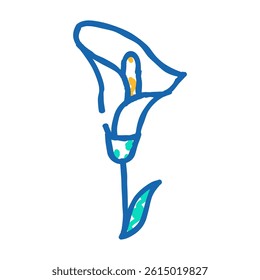 calla flower doodle icon sketch vector. calla flower sign. isolated symbol illustration
