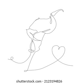 Calla Blume in einer Zeile auf weißem Hintergrund. Design für Logo, Einladung, Poster. Hochzeitskonzept