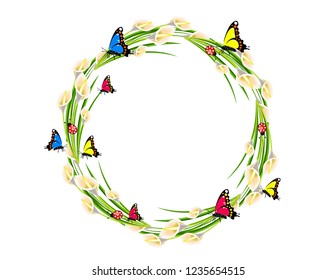 Calla flowers with butterflies frame