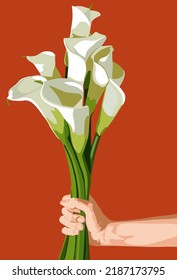 Calla lilly ramo con arca vectoral ilustración. Bouquet 2