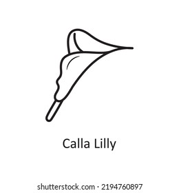 Ilustración de diseño de iconos de contorno del vector Calla Lilly. Símbolo de la naturaleza sobre el fondo blanco Archivo EPS 10